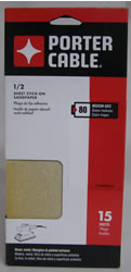 Porter Cable 1/2 Sheet, Adhesive-Backed Sanding Sheets - 80 Grit 764800815